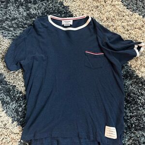 Thom Browne Navy Shirt with White Label